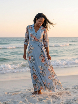 Cecily | Robe Maxi V-Croisée Fleurie