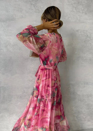 ZOEY | Lively Floral Wrap Dress with Flattering Tiered Silhouette - North & Co. Canada