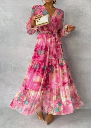 ZOEY | Lively Floral Wrap Dress with Flattering Tiered Silhouette - North & Co. Canada